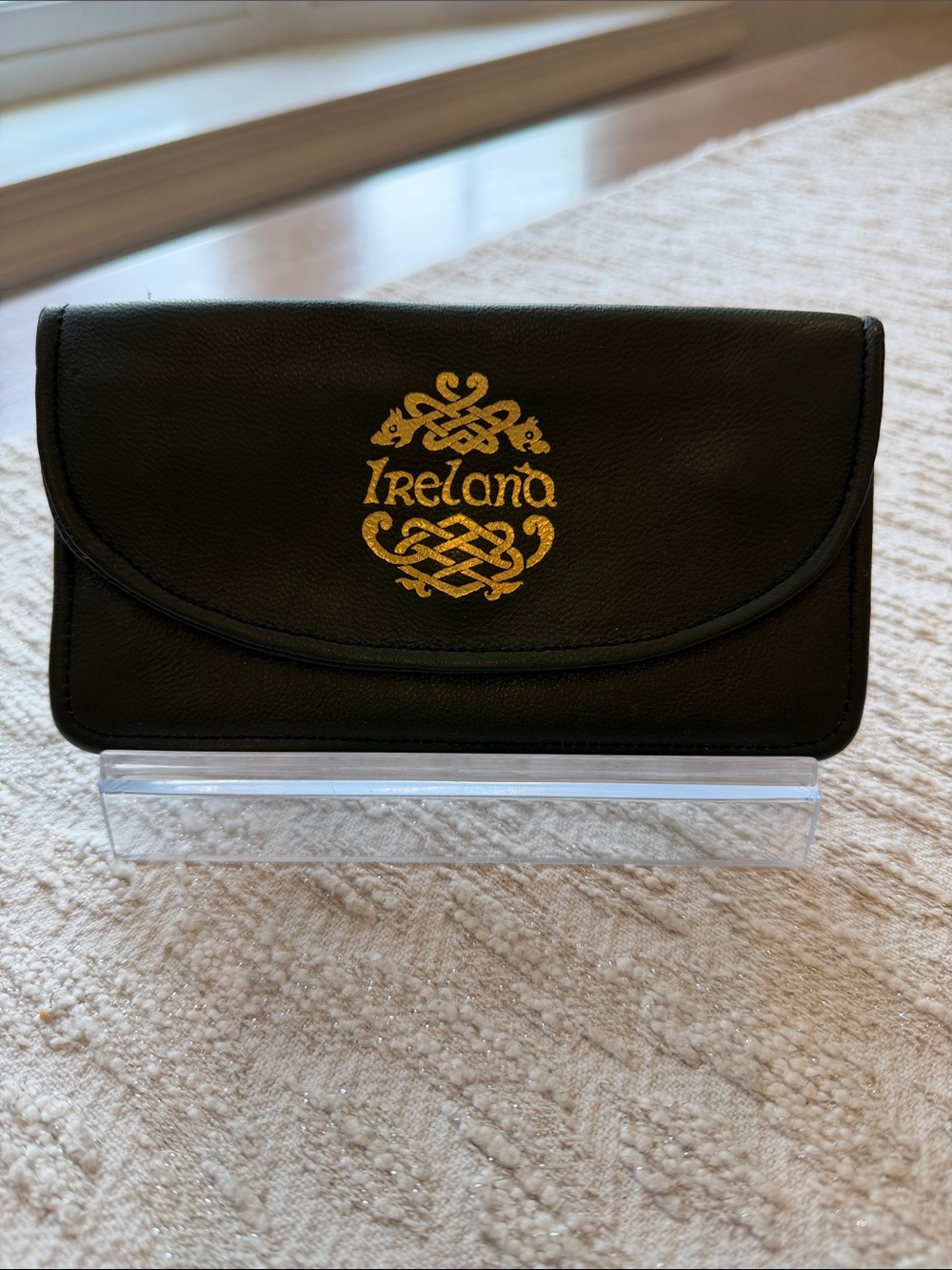 Ireland Green Leather Ireland Celtic Slim Wallet with Gold-tone